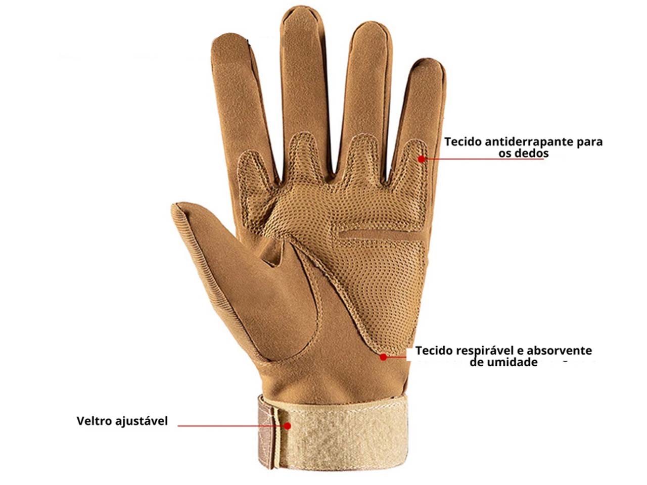 LUVA AIRSOFT TÁTICA AVENTURA ESPORTES MARRON G - Imagem 4